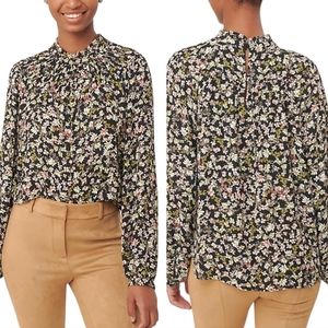 NWOT Ann Taylor Floral Shirred Ruffle Blouse
